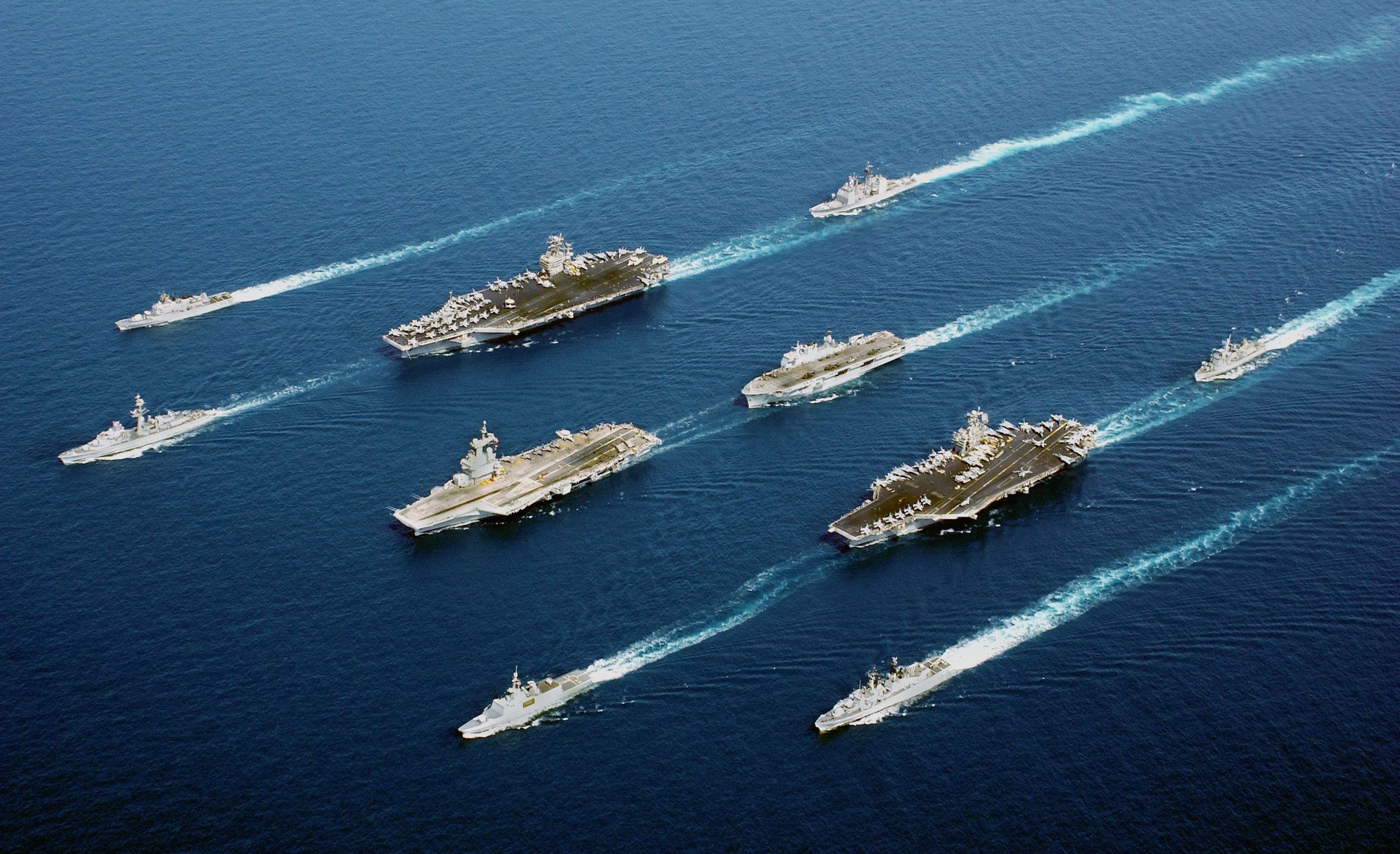 Fleet of naval ships